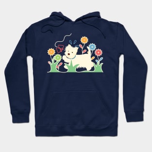 West Highland White Terrier Playing with Butterfly Hoodie